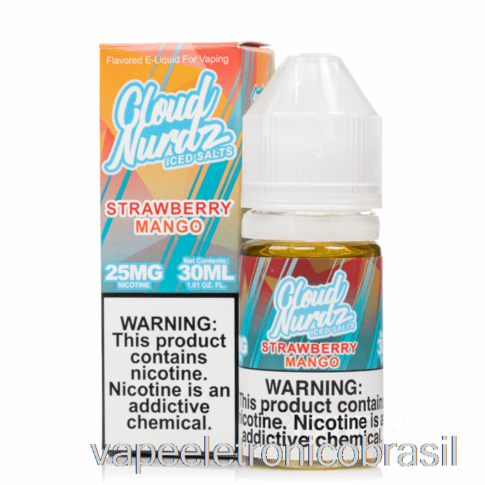 Vape Recarregável Gelo Morango Manga - Nuvem Nurdz Sais - 30ml 50mg